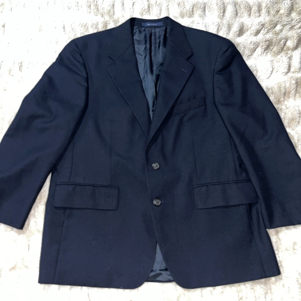 Chaps Ralph Lauren Navy Blazer Men Size 42S 100% Pure New Wool Sport Coat Jacket